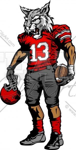 298x590 Wildcat Mascot Football Player Holding Helmet Vector Image