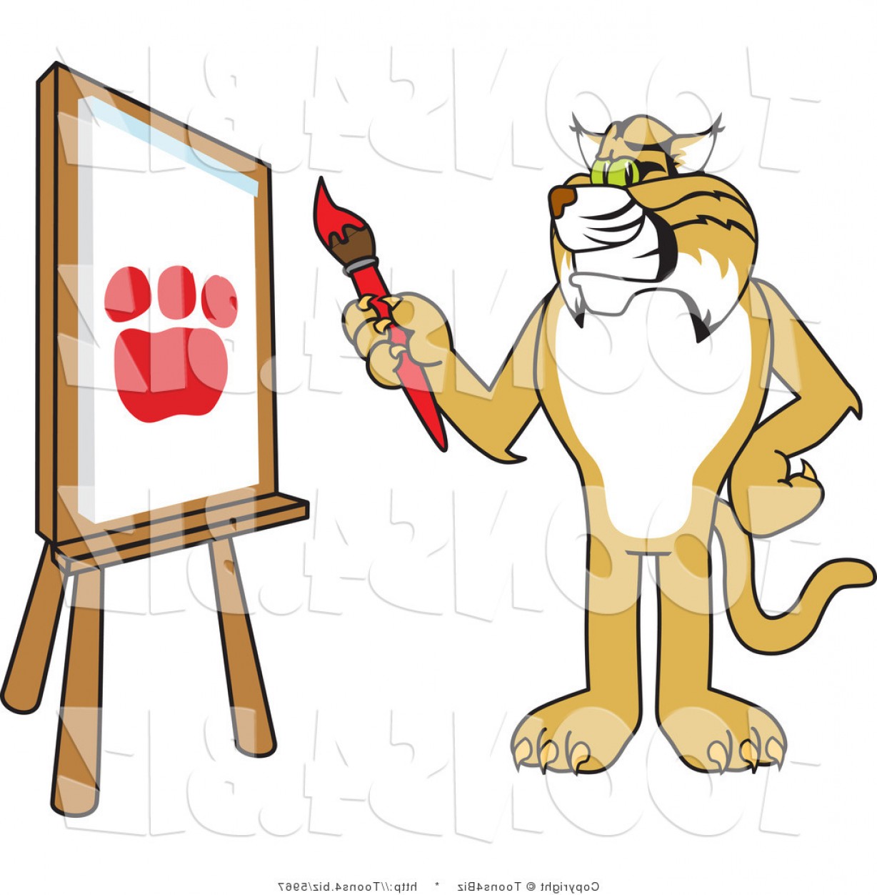 Vector Illustration Of A Cartoon Bobcat Mascot Painting A Paw 1228x1252 Vector Illustration Of A Cartoon Bobcat Mascot Painting A Paw