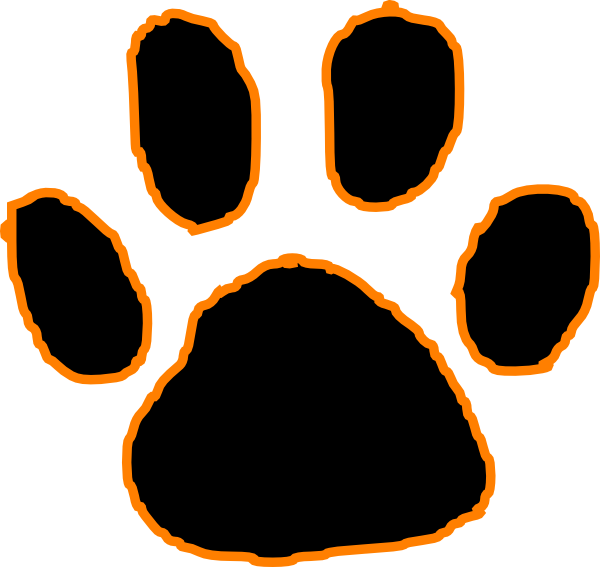 Black Tiger Paw Print With Orange Outline Vector Clip Clipart Free 600x567 Black Tiger Paw Print With Orange Outline Vector Clip Clipart Free