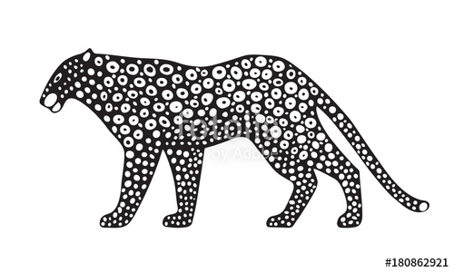 500x300 Decorative Stylized Jaguar Wildcat Vector Animal Illustration