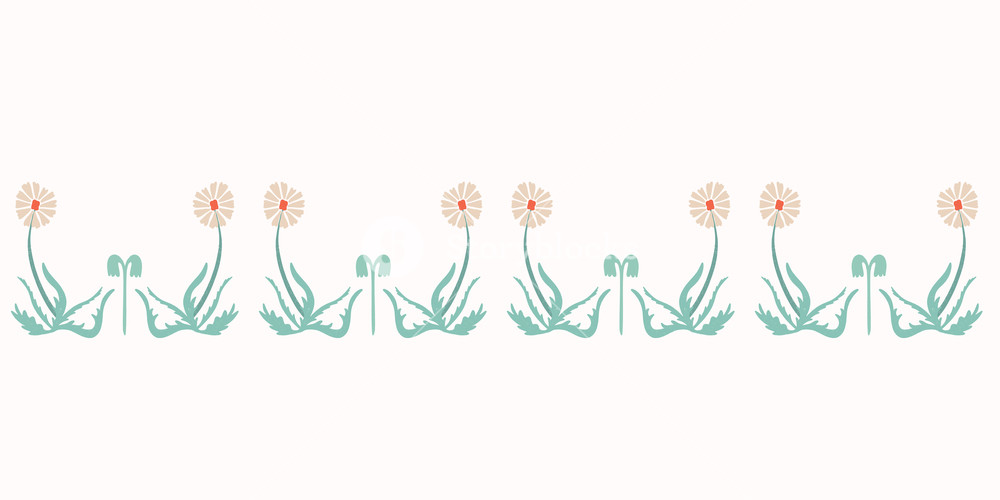 Vector Wildflower Border Horizontal Dandelion Blooms Pattern 1000x500 Vector Wildflower Border Horizontal Dandelion Blooms Pattern
