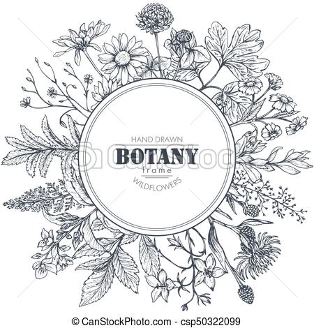 Vector Circle Frame With Herb And Wildflower Elements 450x470 Vector Circle Frame With Herb And Wildflower Elements