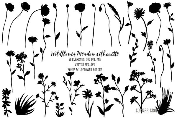 Wildflower Meadow Silhouette Png, And For Instant Download 600x399 Wildflower Meadow Silhouette Png, And For Instant Download