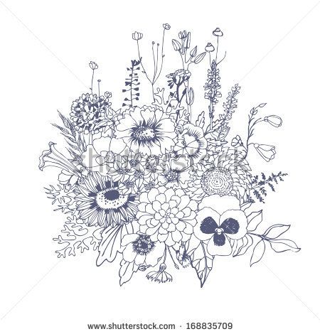 Floristic Composition Bouquet Of Wildflowers Vector Hand Drawn 450x470 Floristic Composition Bouquet Of Wildflowers Vector Hand Drawn