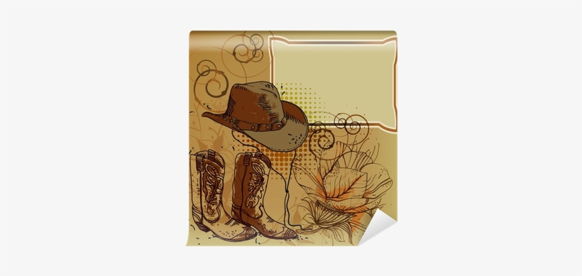 Vector Frame With A Cowboy Hat, Boots And Flowers Wall 820x389 Vector Frame With A Cowboy Hat, Boots And Flowers Wall