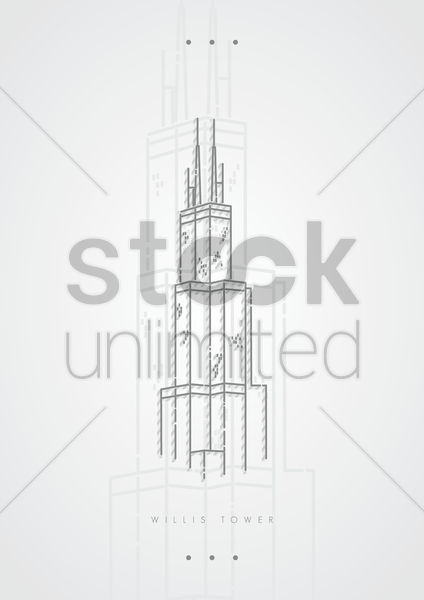 424x600 Willis Tower Vector Image