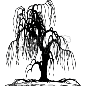 300x300 Silhouette Of A Weeping Willow Tree Clipart Royalty Free Gif