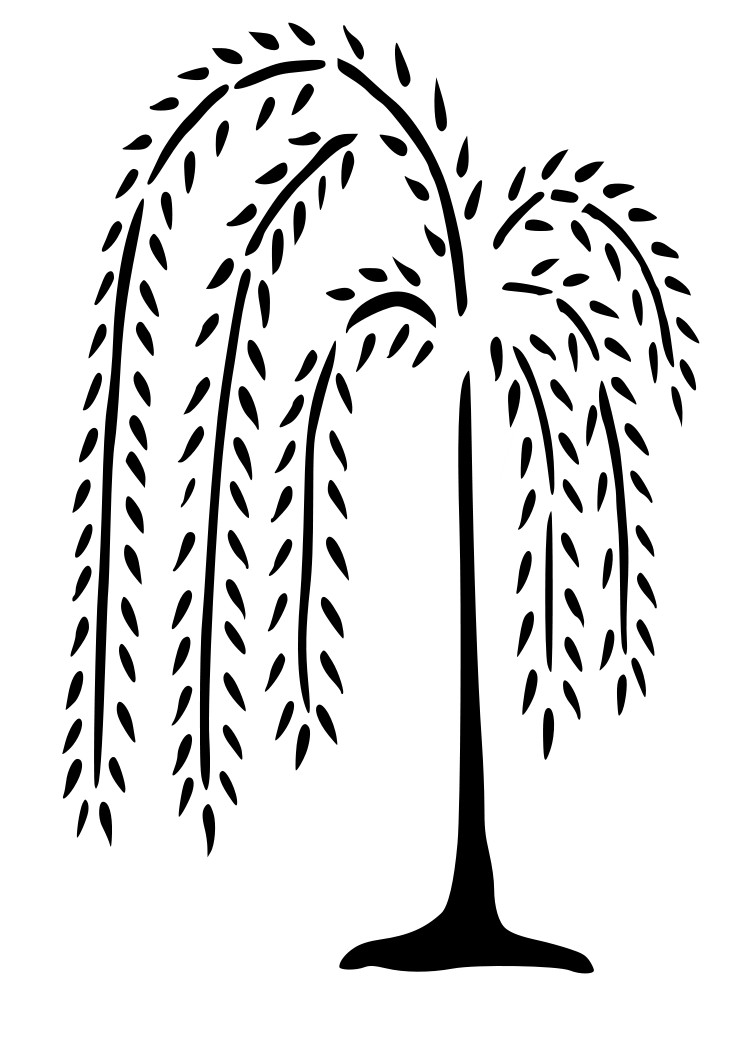 745x1053 Black And White Willow Tree And A Fox Clipart Free Cliparts