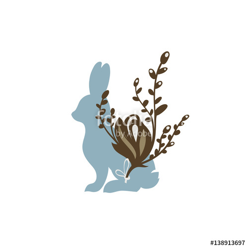 Easter The Logo With A Rabbit, Flower And Willow Vector 500x500 Easter The Logo With A Rabbit, Flower And Willow Vector