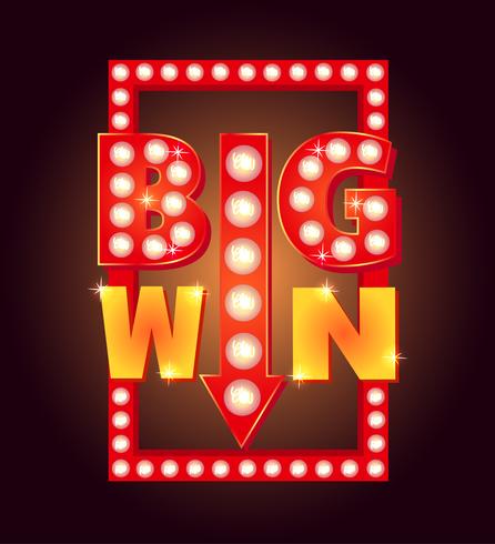 446x490 Retro Sign With Lamp Big Win Vector Illustration