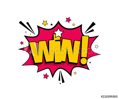 500x417 Comic Lettering Win Vector Cartoon Illustration In Retro Pop Art
