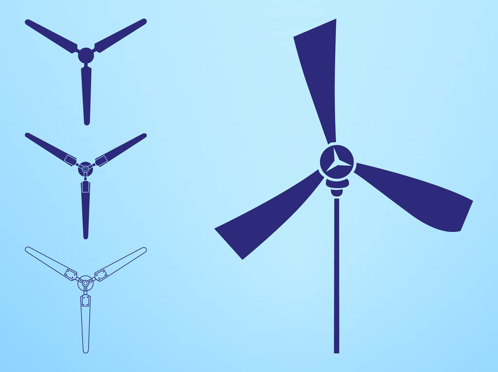 1024x765 Wind Turbines Silhouettes Elements Vector Art Graphics
