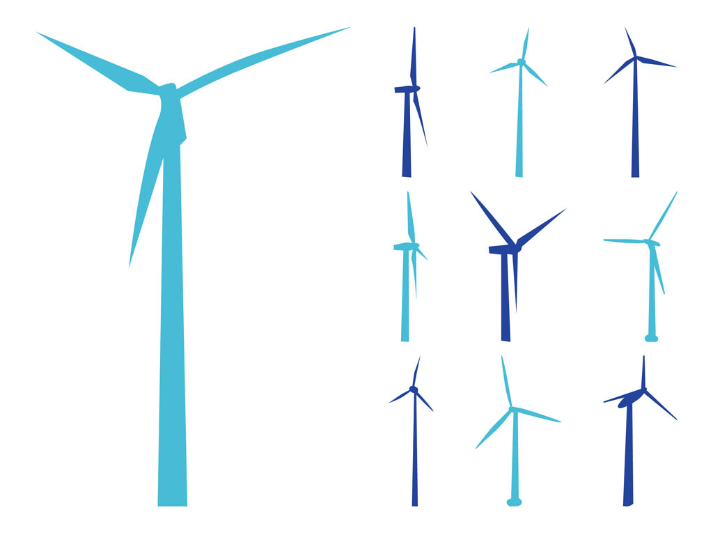 1024x765 Wind Turbines Silhouettes Vector Art Graphics
