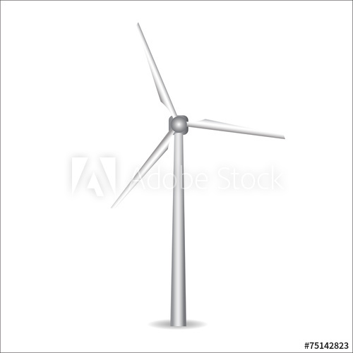 500x500 Wind Turbine Vector Windmill, Wind Generator Realistic
