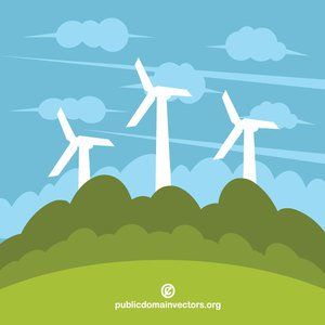 300x300 Wind Turbines Vector Image Nature Vector Images