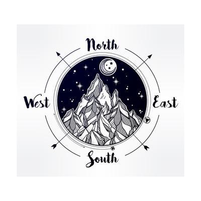 Mountain Wind Rose Vector Illustration Art Print 400x400 Mountain Wind Rose Vector Illustration Art Print