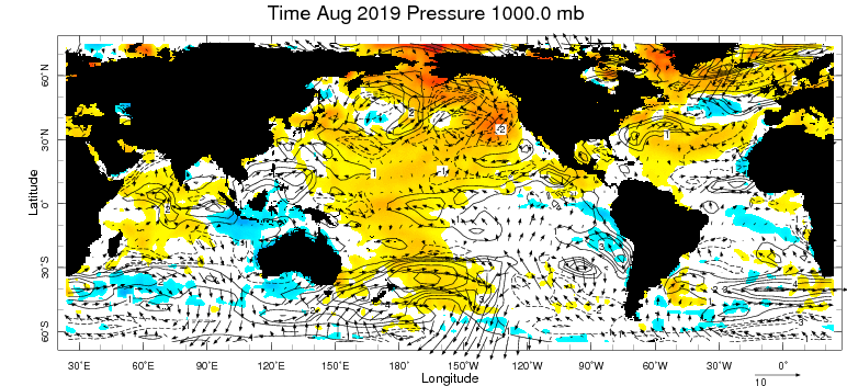 772x352 Monthly Sst, Vector Wind, And Wind Speed Anomalies