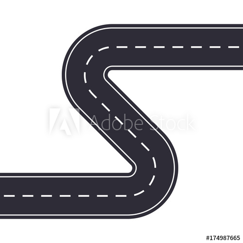 500x500 Winding Road Isolated On White Background Curved Asphalt Road