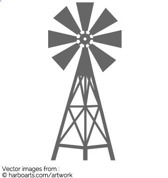 Windmill Silhouette Vector