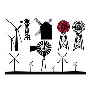 300x300 Silhouette Of Wind Powered Generator Windmills Vector Clipart