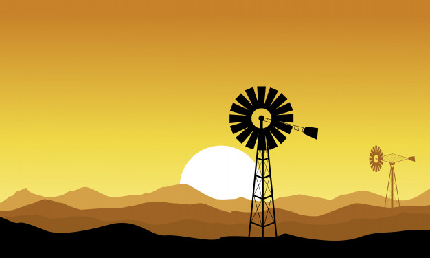 626x375 Silhouette Of Windmill On Yellow Backgrounds Vector Premium Download