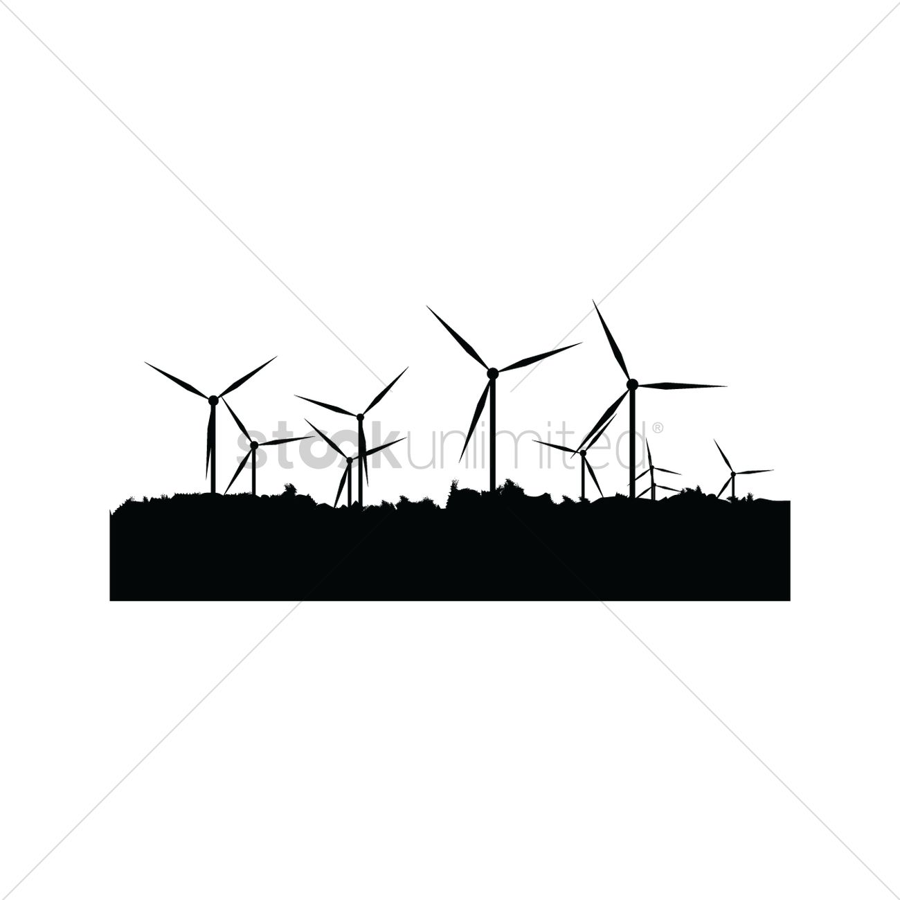 1300x1300 Silhouette Of Windmills Vector Image