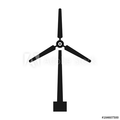 500x500 Wind Turbine Icon, Windmill Silhouette, Black Isolated On White