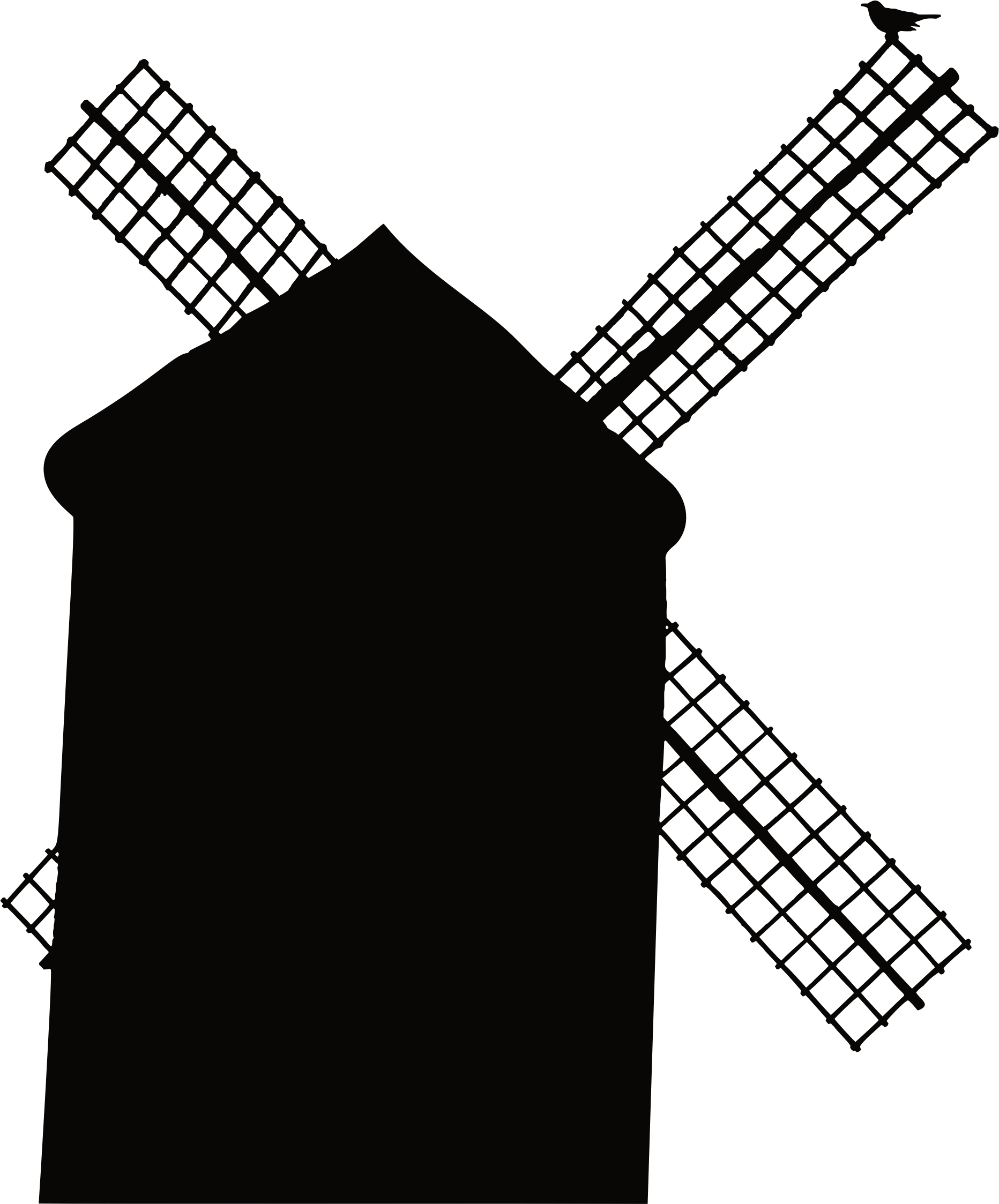 1864x2247 Windmill Silhouette Vector Clipart Image