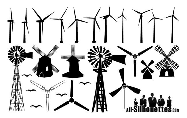 650x410 Free Vector Windmill Silhouettes