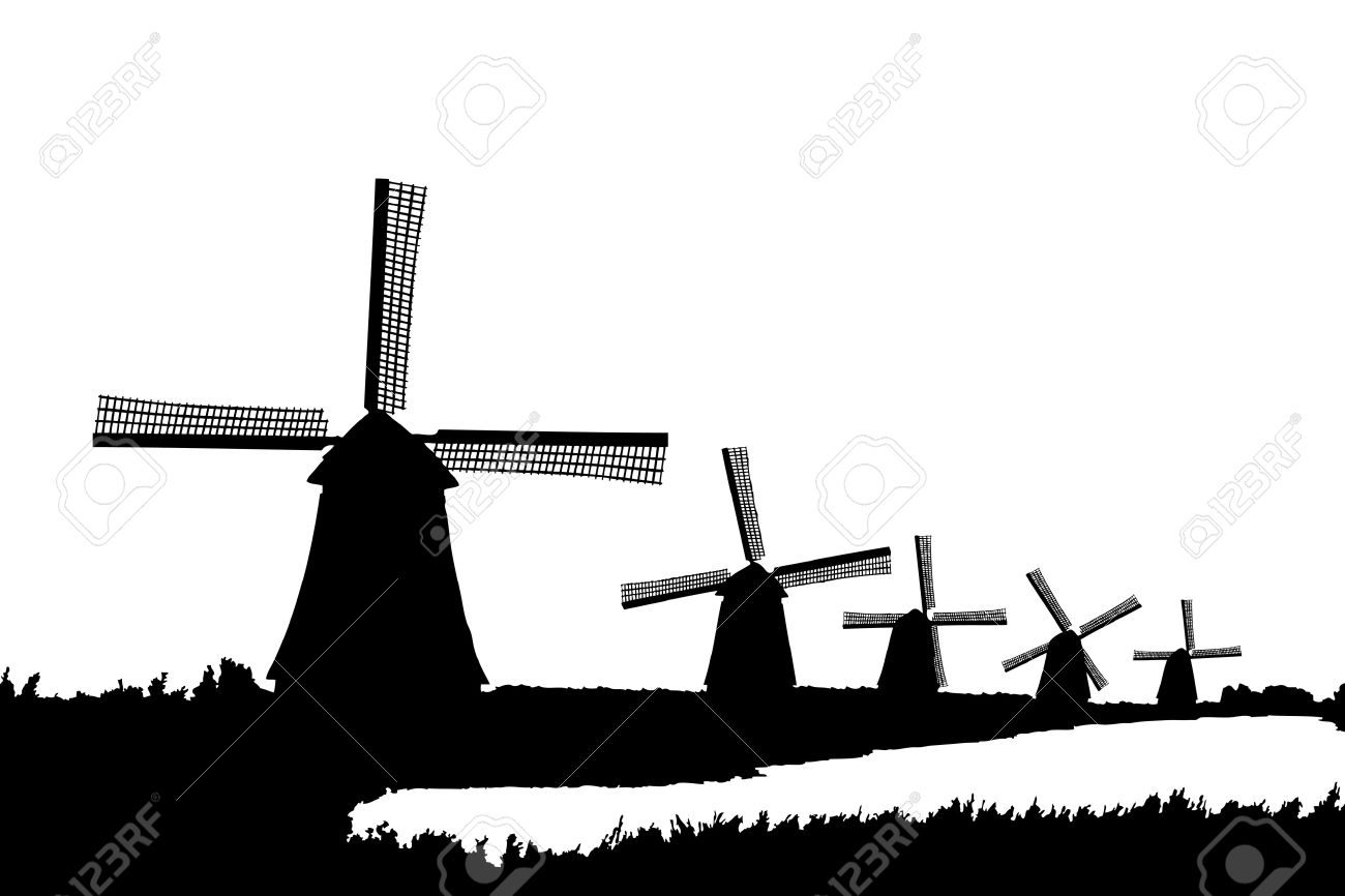 1300x866 Huge Collection Of 'dutch Windmill Silhouette' Download More Than