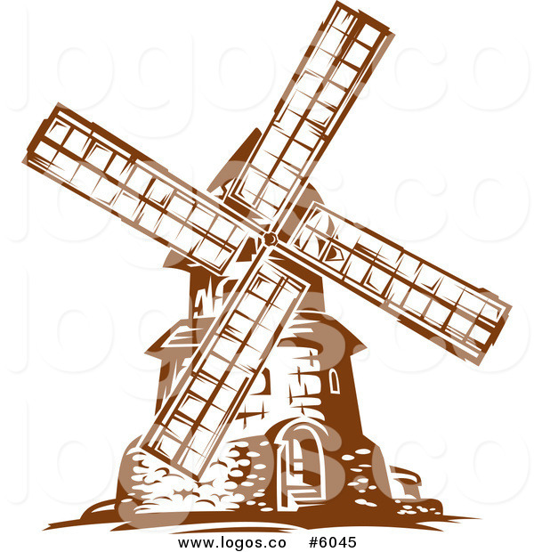 600x620 Royalty Free Vector Of A Logo Of A Brown Windmill