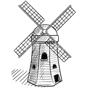 300x300 Traditional Windmill Vector Sketch Stock Vectors