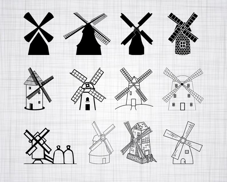 794x635 Windmill Bundle Windmill Windmill Clipart Etsy