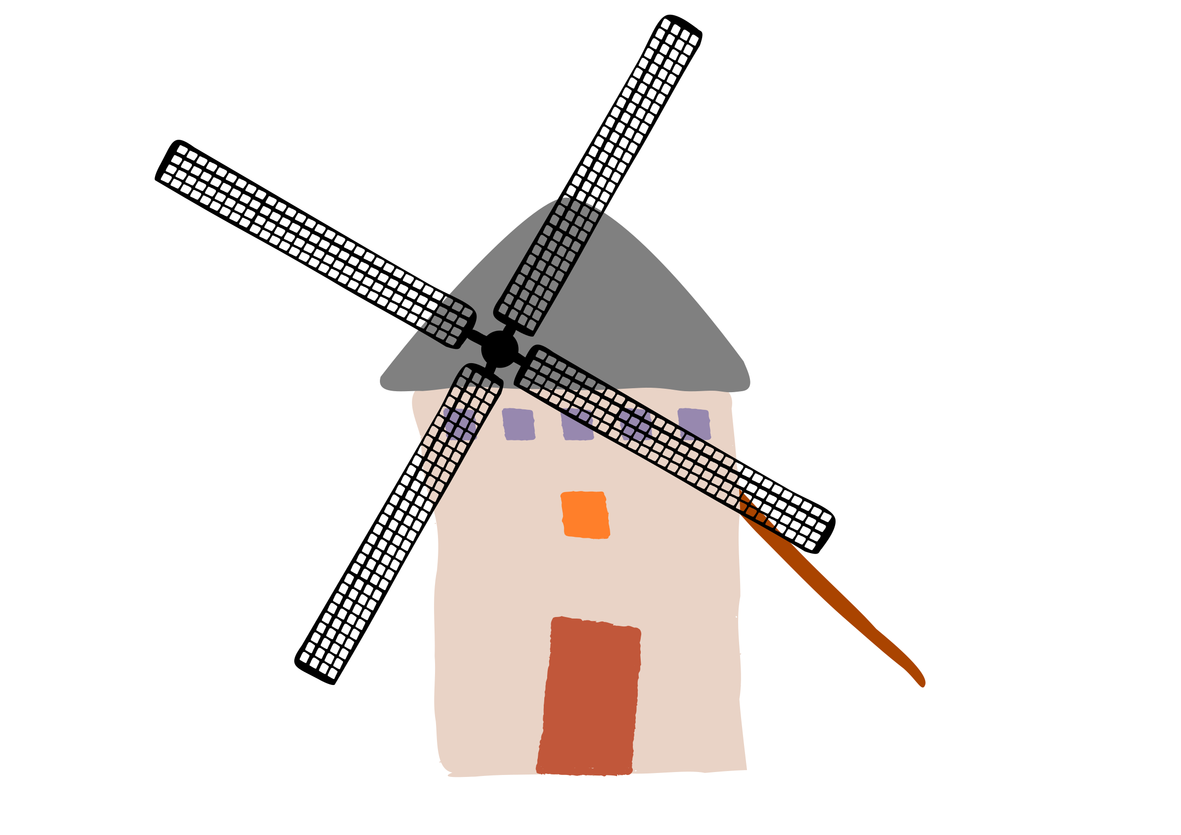 2400x1697 Crooked Windmill Vector Clipart Image