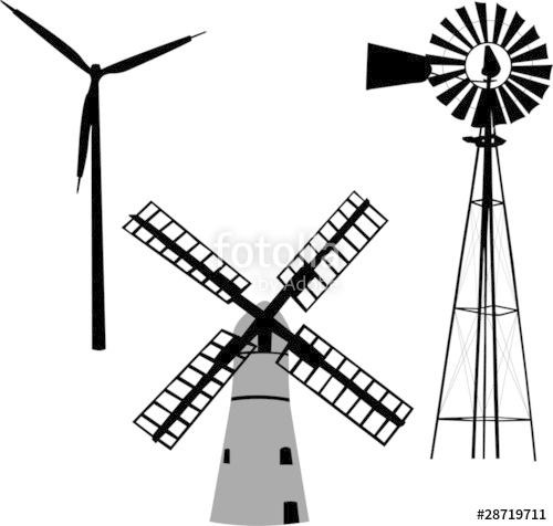 500x476 Silhouette Of Windmill