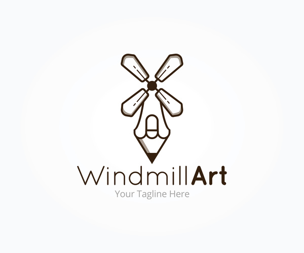 600x500 Windmill Art Logo Vector Free Download
