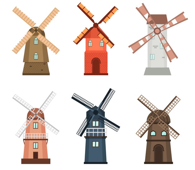 626x548 Hand Drawn Windmill Vector Free Download