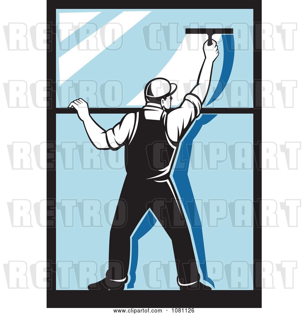 Vector Clip Art Of Retro Window Washer Using A Squeegee 1024x1044 Vector Clip Art Of Retro Window Washer Using A Squeegee