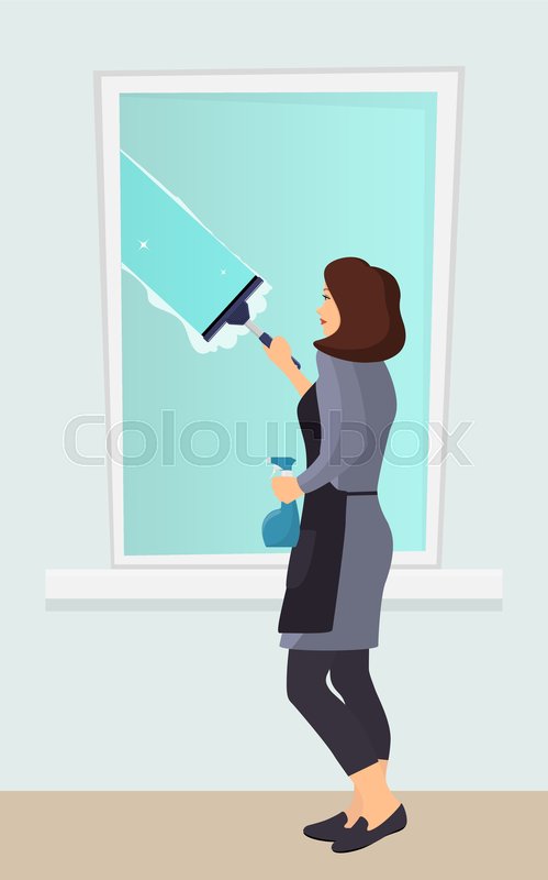 Woman Washing The Window With A Stock Vector Colourbox 499x800 Woman Washing The Window With A Stock Vector Colourbox
