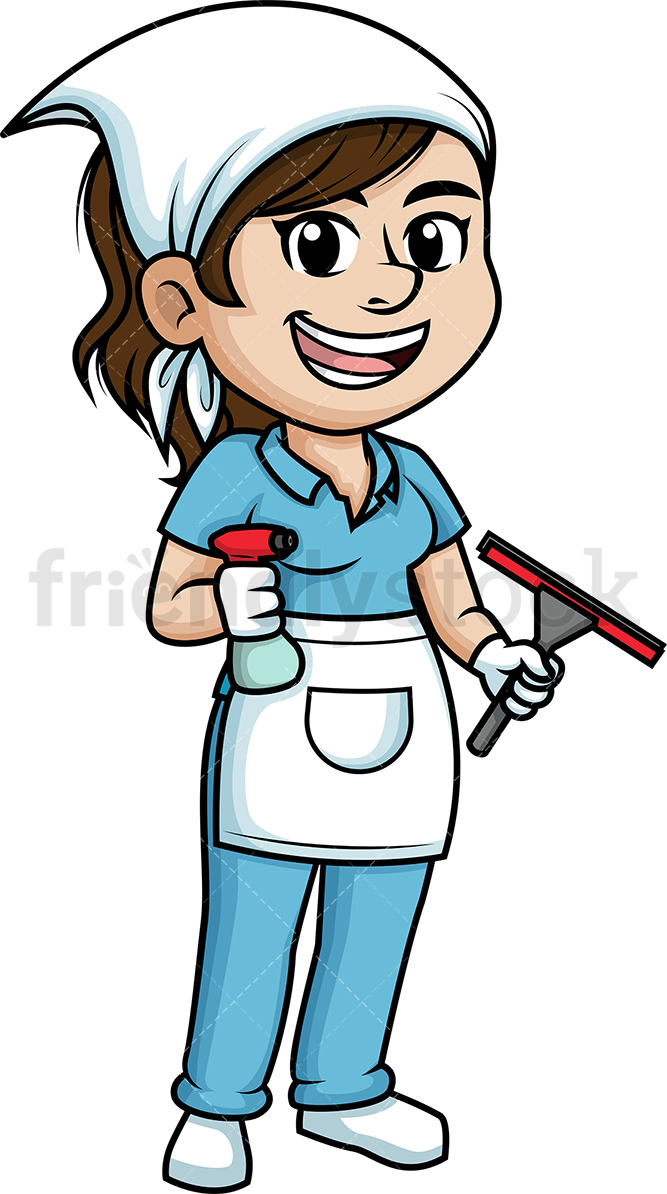Female Window Cleaner Cartoon Clipart Vector 667x1194 Female Window Cleaner Cartoon Clipart Vector