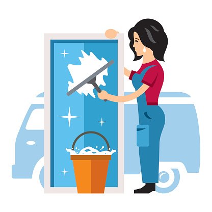 Vector Window Cleaning Flat Style Colorful Cartoon Premium Clipart 416x416 Vector Window Cleaning Flat Style Colorful Cartoon Premium Clipart