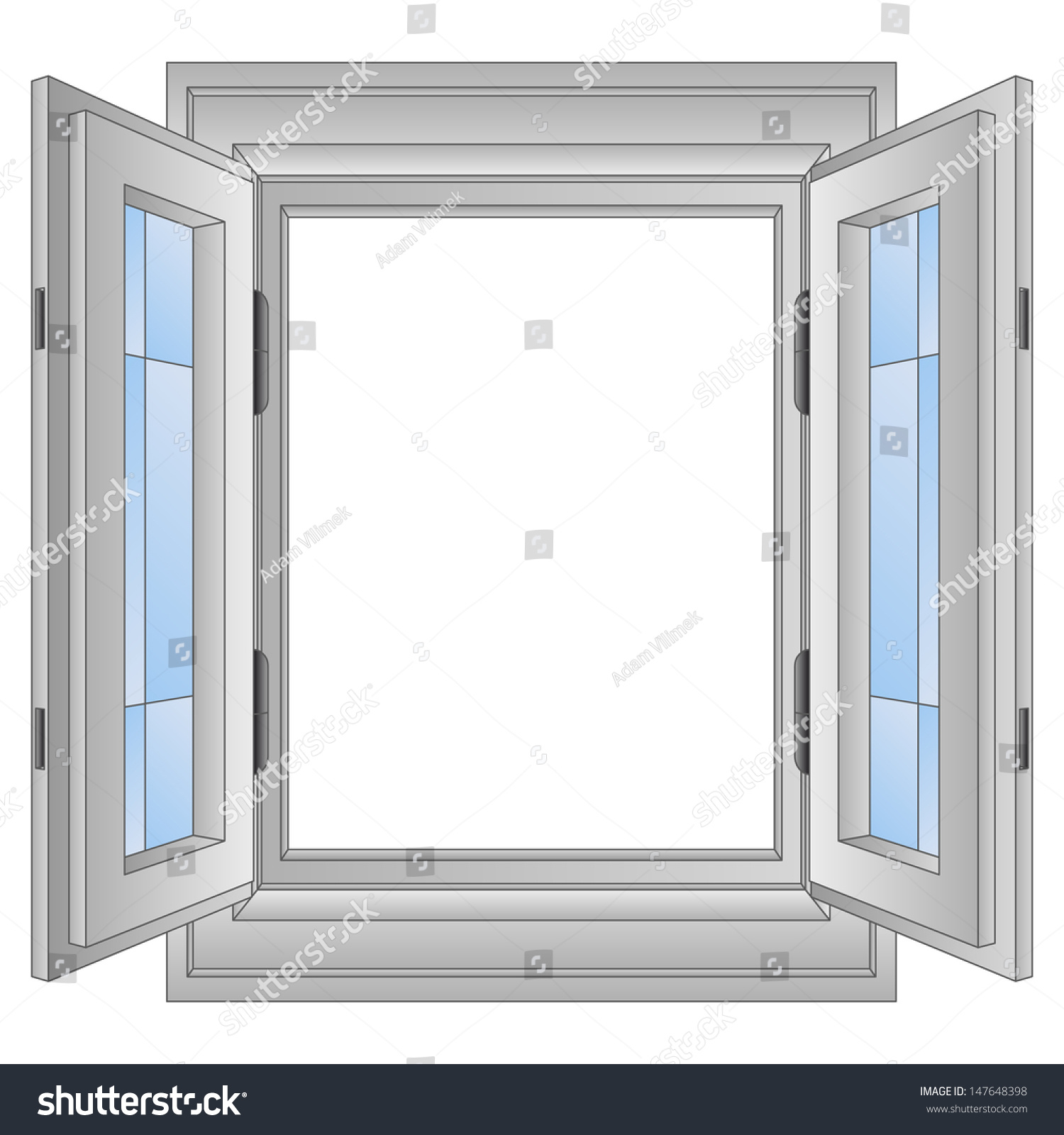 Isolated Open Aluminium Window Frame Vector Stock Royalty 1500x1600 Isolated Open Aluminium Window Frame Vector Stock Royalty
