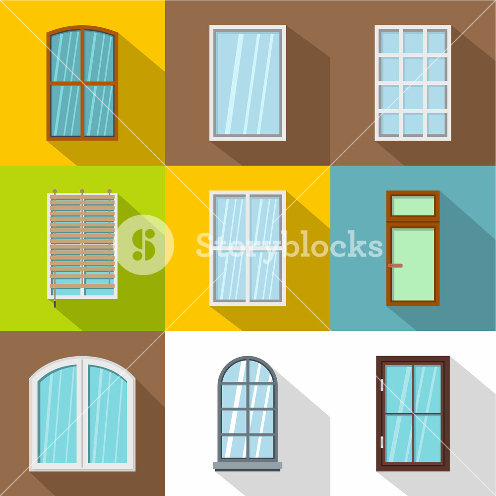 1000x1000 Glass Window Icons Set Flat Set Of Glass Window Vector Icons