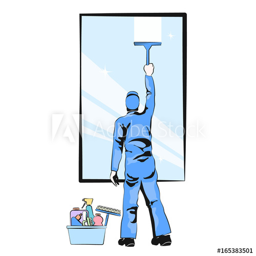 500x500 Window Cleaner Vector Illustration