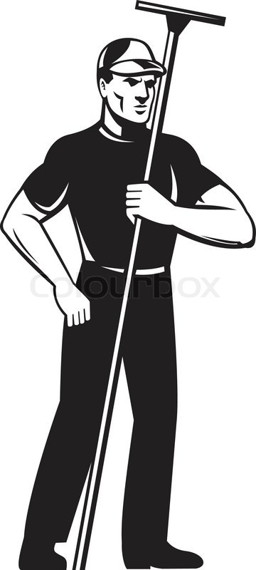 360x800 Window Washer Cleaner Worker Standing Stock Vector Colourbox