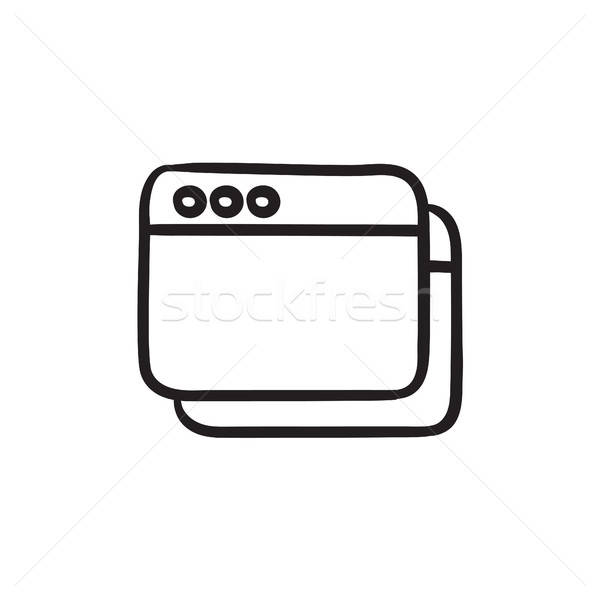 600x600 Opened Browser Windows Sketch Icon Vector Illustration Andrei