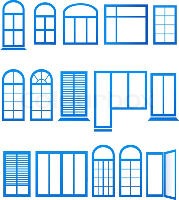 716x800 Set Of Blue Window Icons On White Stock Vector Colourbox