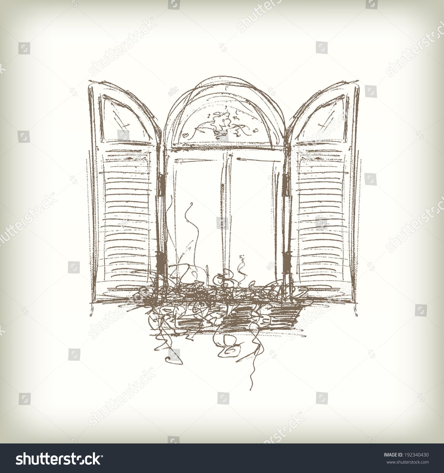 1500x1600 Scribble Vector Window Drawn Pencil Sketch Style Window