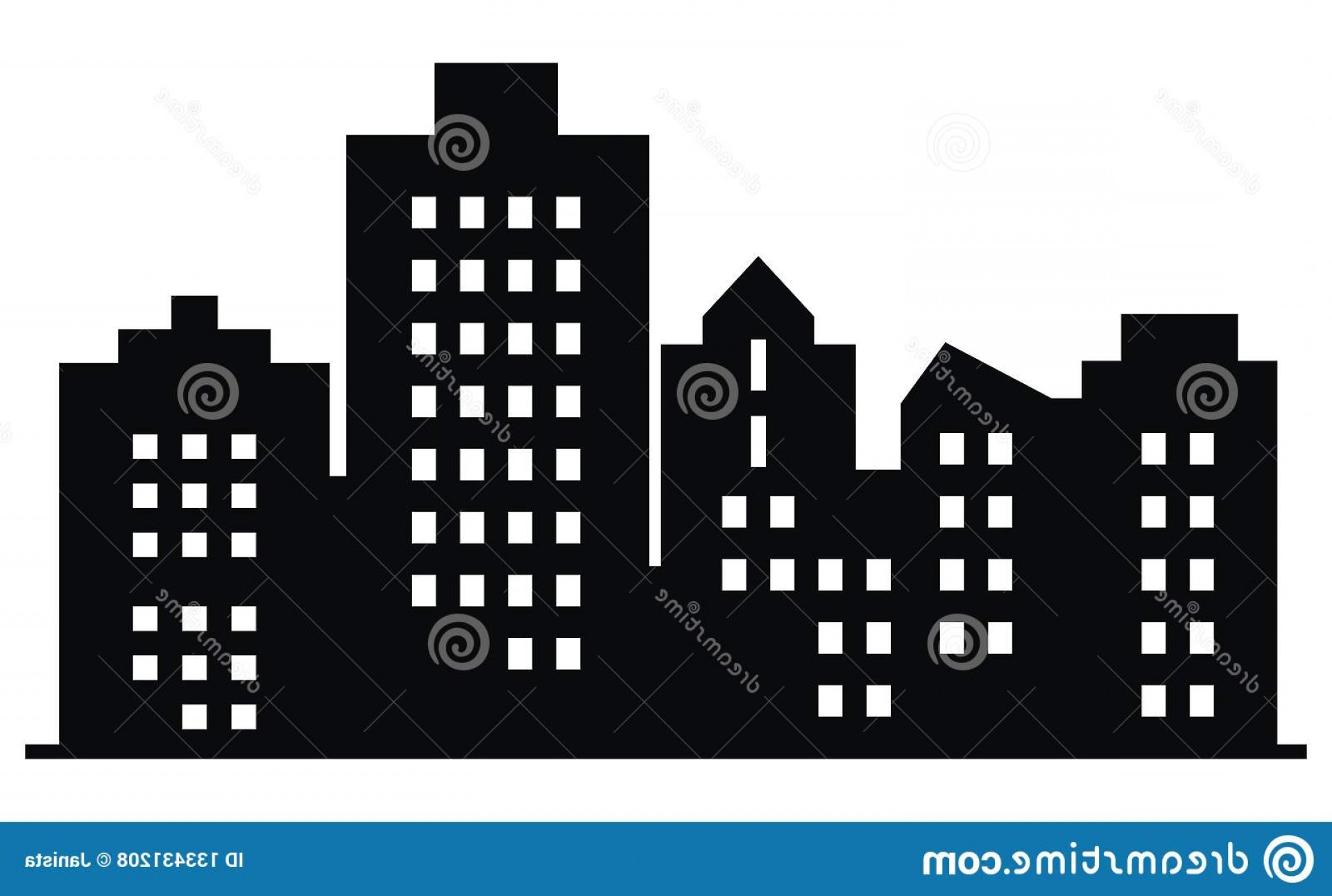 1920x1291 Silhouette Town Vector Icon Contour Drawing High Houses Black