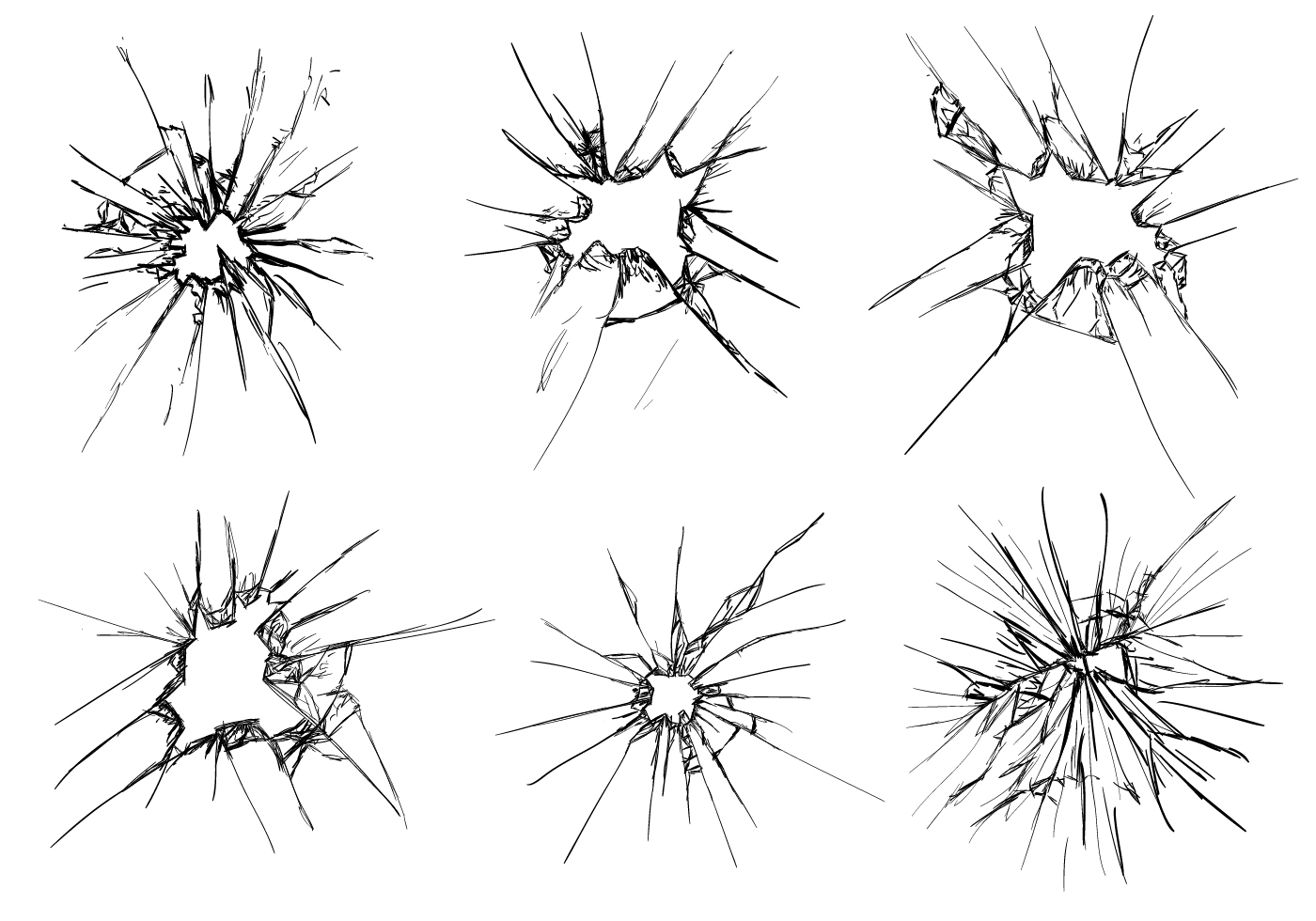 1400x980 Vector Broken Window Hand Draw Set